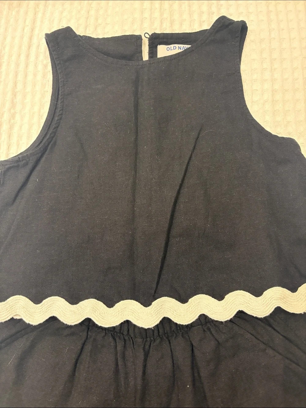 Old Navy Black Tank & Shorts Set with Cream Scallop Trim